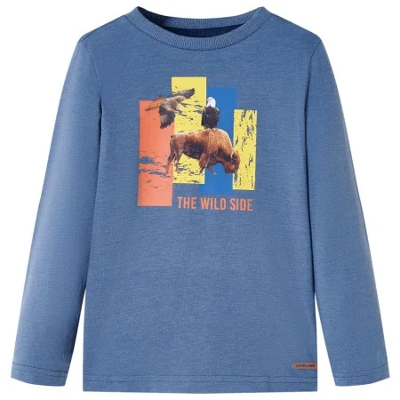 Camiseta infantil de manga larga azul mélange 92 de , Camisetas para niños - Ref: Foro24-12989, Precio: 8,30 €, Descuento: %