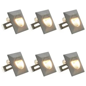 Lámparas LED de pared de jardín 6 unidades cuadrada plateada 5W de vidaXL, Iluminación de exterior - Ref: Foro24-45656, Preci...