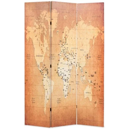 Biombo divisor plegable 120x170 cm mapamundi amarillo de vidaXL, Divisores de ambientes - Ref: Foro24-245877, Precio: 73,16 €...