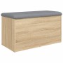 Banco con almacenaje madera ingeniería roble Sonoma 82x42x45 cm de , Bancos para recibidores y almacenamiento - Ref: Foro24-8...