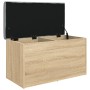 Banco con almacenaje madera ingeniería roble Sonoma 82x42x45 cm de , Bancos para recibidores y almacenamiento - Ref: Foro24-8...