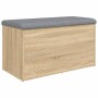 Banco con almacenaje madera ingeniería roble Sonoma 82x42x45 cm de , Bancos para recibidores y almacenamiento - Ref: Foro24-8...