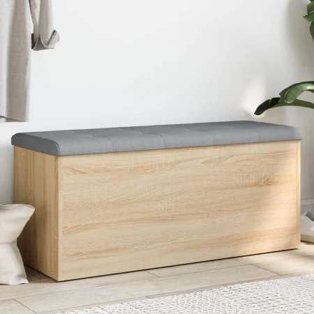 Bank mit Stauraum aus Sonoma-Eiche, 102 x 42 x 45 cm von , Bänke für Hallen und Lager - Ref: Foro24-835056, Preis: 129,88 €, ...