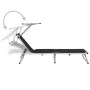 Tumbona plegable con techo aluminio y textileno negra de vidaXL, Tumbonas - Ref: Foro24-44333, Precio: 100,89 €, Descuento: %