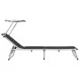 Tumbona plegable con techo aluminio y textileno negra de vidaXL, Tumbonas - Ref: Foro24-44333, Precio: 100,89 €, Descuento: %