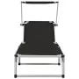 Tumbona plegable con techo aluminio y textileno negra de vidaXL, Tumbonas - Ref: Foro24-44333, Precio: 100,89 €, Descuento: %
