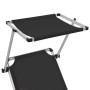 Tumbona plegable con techo aluminio y textileno negra de vidaXL, Tumbonas - Ref: Foro24-44333, Precio: 95,65 €, Descuento: %