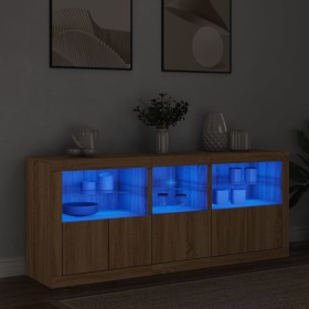Aparador con luces LED roble Sonoma 162x37x67 cm de , Aparadores - Ref: Foro24-3208997, Precio: 193,09 €, Descuento: %