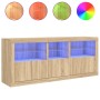 Aparador con luces LED roble Sonoma 162x37x67 cm de , Aparadores - Ref: Foro24-3208997, Precio: 193,09 €, Descuento: %
