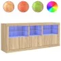 Aparador con luces LED roble Sonoma 162x37x67 cm de , Aparadores - Ref: Foro24-3208997, Precio: 186,73 €, Descuento: %