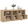 Aparador con luces LED roble Sonoma 162x37x67 cm de , Aparadores - Ref: Foro24-3208997, Precio: 193,09 €, Descuento: %