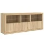 Aparador con luces LED roble Sonoma 162x37x67 cm de , Aparadores - Ref: Foro24-3208997, Precio: 186,73 €, Descuento: %