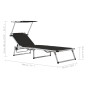 Tumbona plegable con techo aluminio y textileno negra de vidaXL, Tumbonas - Ref: Foro24-44333, Precio: 95,65 €, Descuento: %