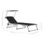 Tumbona plegable con techo aluminio y textileno negra de vidaXL, Tumbonas - Ref: Foro24-44333, Precio: 100,89 €, Descuento: %