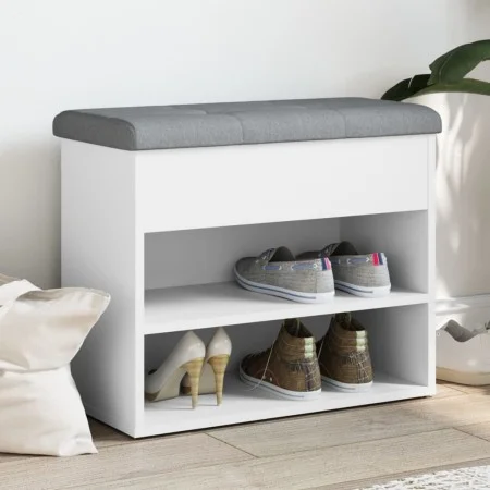 Weiße Schuhbank aus Holzwerkstoff, 62 x 32 x 50 cm von , Bänke für Hallen und Lager - Ref: Foro24-835096, Preis: 54,99 €, Rab...