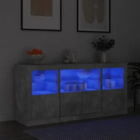 Sideboard mit betongrauen LED-Leuchten 142,5x37x67 cm von , Sideboards - Ref: Foro24-3209068, Preis: 174,63 €, Rabatt: %