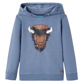 Sudadera infantil con capucha azul melange 128 de , Camisetas para niños - Ref: Foro24-13017, Precio: 13,16 €, Descuento: %