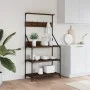 Estantería de cocina con ganchos madera ingeniería marrón roble de , Contenedores para utensilios de cocina - Ref: Foro24-838...