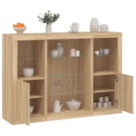 Aparador con luz LED 3 piezas madera de ingeniería roble sonoma de , Aparadores - Ref: Foro24-3209130, Precio: 198,67 €, Desc...