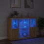 Aparador con luz LED 3 piezas madera de ingeniería roble sonoma de , Aparadores - Ref: Foro24-3209130, Precio: 201,79 €, Desc...