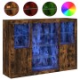 Aparador con luz LED 3 pzas madera de ingeniería roble ahumado de , Aparadores - Ref: Foro24-3209132, Precio: 206,60 €, Descu...