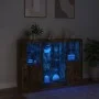Aparador con luz LED 3 pzas madera de ingeniería roble ahumado de , Aparadores - Ref: Foro24-3209132, Precio: 203,43 €, Descu...