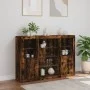 Aparador con luz LED 3 pzas madera de ingeniería roble ahumado de , Aparadores - Ref: Foro24-3209132, Precio: 203,43 €, Descu...