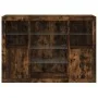 Aparador con luz LED 3 pzas madera de ingeniería roble ahumado de , Aparadores - Ref: Foro24-3209132, Precio: 203,43 €, Descu...