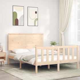 Estructura de cama con cabecero madera maciza 140x200 cm de , Camas y somieres - Ref: Foro24-3193401, Precio: 139,21 €, Descu...