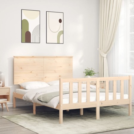 Estructura de cama con cabecero madera maciza 140x200 cm de , Camas y somieres - Ref: Foro24-3193401, Precio: 139,21 €, Descu...