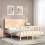 Estructura de cama con cabecero madera maciza 140x200 cm de , Camas y somieres - Ref: Foro24-3193401, Precio: 139,21 €, Descu...