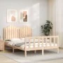 Double bed frame with solid wood headboard by , Beds and slatted bases - Ref: Foro24-3192271, Price: 166,13 €, Discount: %