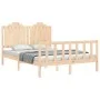 Double bed frame with solid wood headboard by , Beds and slatted bases - Ref: Foro24-3192271, Price: 166,13 €, Discount: %