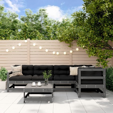 Mesa y taburetes altos jardín 6 pzas madera maciza de pino gris de , Conjuntos de jardín - Ref: Foro24-3186461, Precio: 375,3...