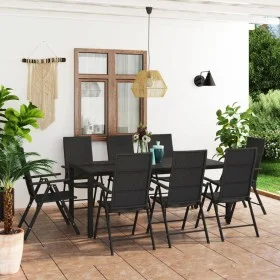 Juego de comedor para jardín 9 piezas negro de , Conjuntos de jardín - Ref: Foro24-3060063, Precio: 714,25 €, Descuento: %