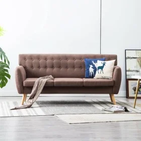 Sofá de 3 plazas tapizado de tela marrón 172x70x82 cm de , Sofás - Ref: Foro24-247126, Precio: 364,33 €, Descuento: %