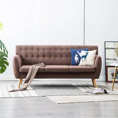 Sofá de 3 plazas tapizado de tela marrón 172x70x82 cm de , Sofás - Ref: Foro24-247126, Precio: 395,77 €, Descuento: %