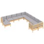 Muebles de jardín 11 pzas y cojines madera de pino gris de , Conjuntos de jardín - Ref: Foro24-3097054, Precio: 837,33 €, Des...