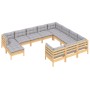 Muebles de jardín 11 pzas y cojines madera de pino gris de , Conjuntos de jardín - Ref: Foro24-3097042, Precio: 837,33 €, Des...