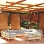 Muebles de jardín 12 pzas y cojines madera maciza de pino gris de , Conjuntos de jardín - Ref: Foro24-3097222, Precio: 875,50...