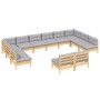 Muebles de jardín 12 pzas y cojines madera maciza de pino gris de , Conjuntos de jardín - Ref: Foro24-3097222, Precio: 875,50...