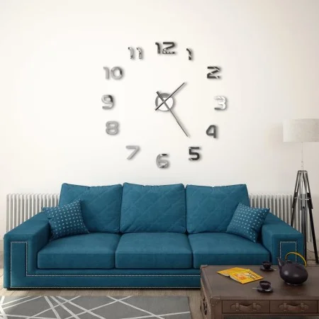 Reloj 3D de pared con diseño moderno 100 cm XXL plateado de vidaXL, Relojes de pared - Ref: Foro24-50634, Precio: 27,94 €, De...