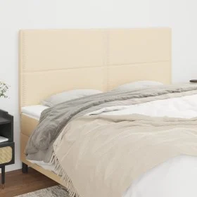 Cabeceros 4 unidades de tela color crema 90x5x78/88 cm de , Cabeceros y pies de cama - Ref: Foro24-3116211, Precio: 109,51 €,...