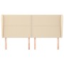 Cabecero con orejas de tela color crema 183x23x118/128 cm de , Cabeceros y pies de cama - Ref: Foro24-3117835, Precio: 127,27...