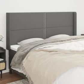 Cabecero con orejas de tela gris oscuro 163x16x118/128 cm de , Cabeceros y pies de cama - Ref: Foro24-3119447, Precio: 107,71...