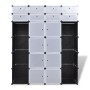 vidaXl Armario modular 18 compartimentos negro y blanco 37x146x180,5cm en Armarios roperos | Comprar online en Foru.es