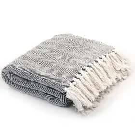 Navy blue cotton herringbone blanket 220x250 cm by vidaXL, Blankets - Ref: Foro24-245323, Price: 39,65 €, Discount: %