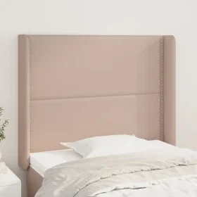 Cabecero con orejas cuero sintético capuchino 93x16x118/128 cm de , Cabeceros y pies de cama - Ref: Foro24-3119523, Precio: 7...