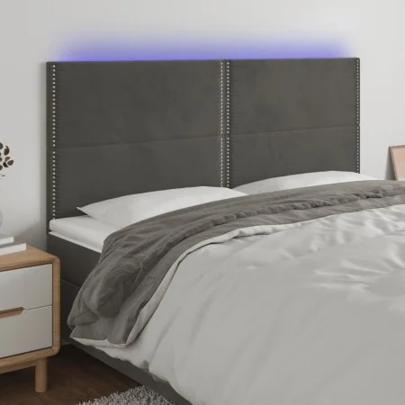 Headboard with LED lights dark gray velvet 160x5x118/128 cm by , Headboards and footboards - Ref: Foro24-3122339, Price: 107,...
