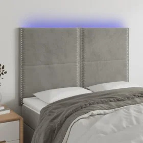 Kopfteil mit LED-Leuchten, hellgrauer Samt, 144 x 5 x 118/128 cm von , Kopf- und Fußteile - Ref: Foro24-3122332, Preis: 90,05...